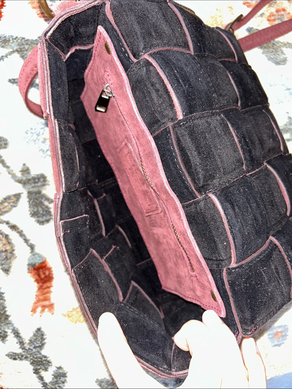 Viola Castellani Suede Crossbody Bag in Burgundy - Picture 4 of 6